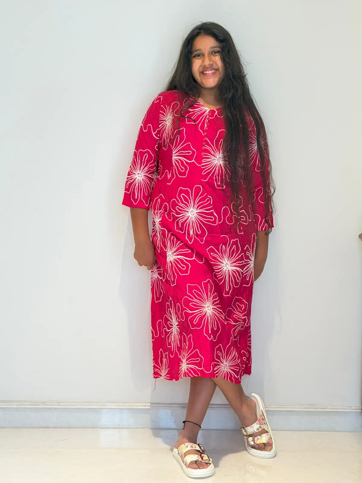 Pink embroidery Kurti