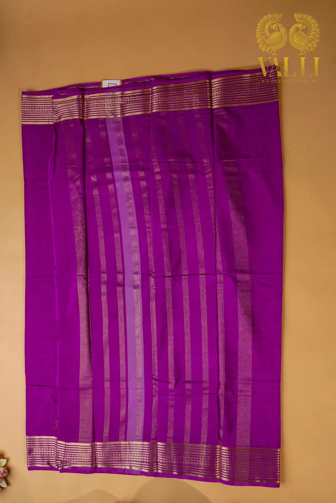 Magenta Purple Semi Crepe Silk Saree with potli Zari Border