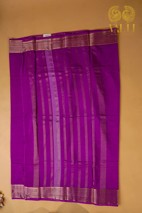Magenta Purple Semi Crepe Silk Saree with potli Zari Border