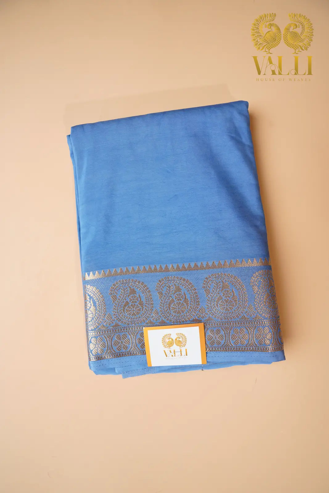 Grey-Toned Mango Border Semi-Crepe Silk Saree