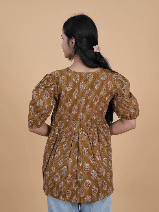 Short Kurti brown leaf