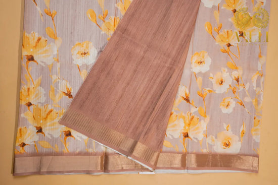 Tissue Tussar Silk Saree Pastel Brown 