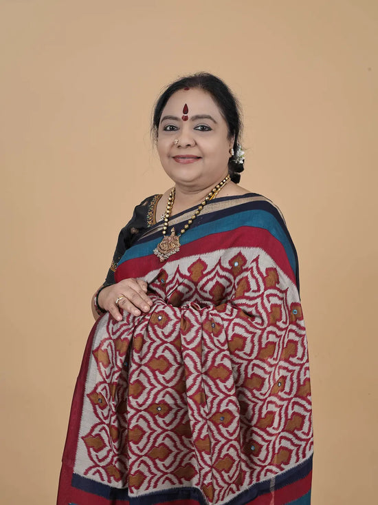 Viscose Cotton Ikat Pattern Saree