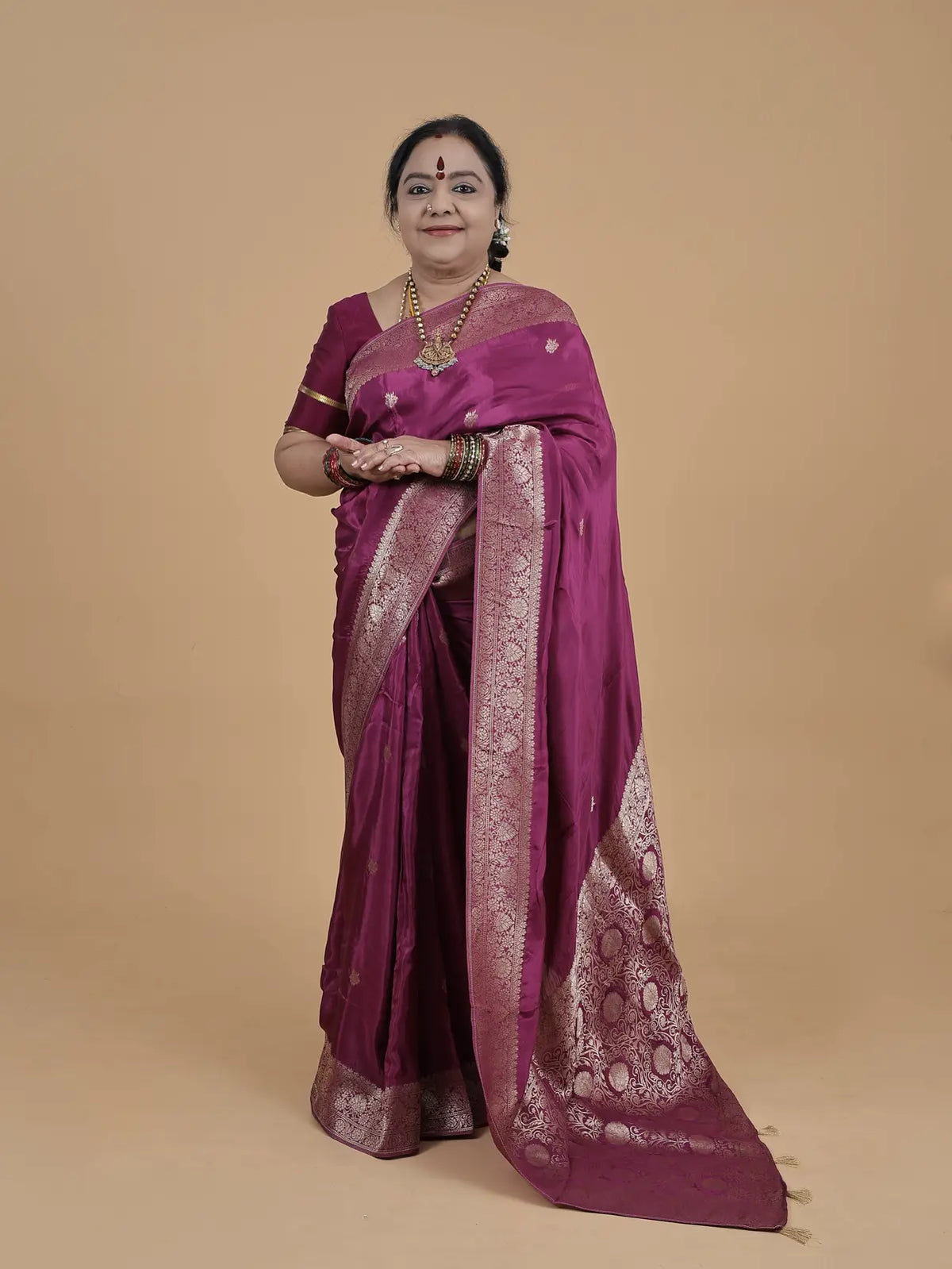 Satin Banarasi – Plum - Valli House of Weaves