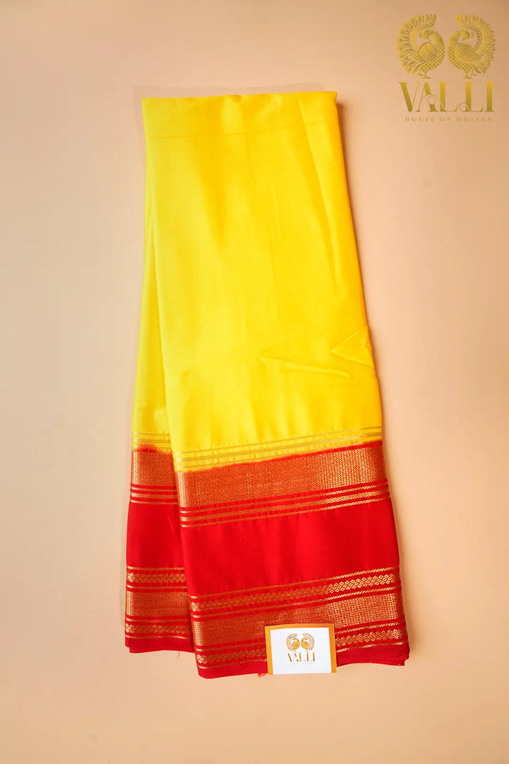 Yellow & Red Semi-Crepe Saree with Bentex Border