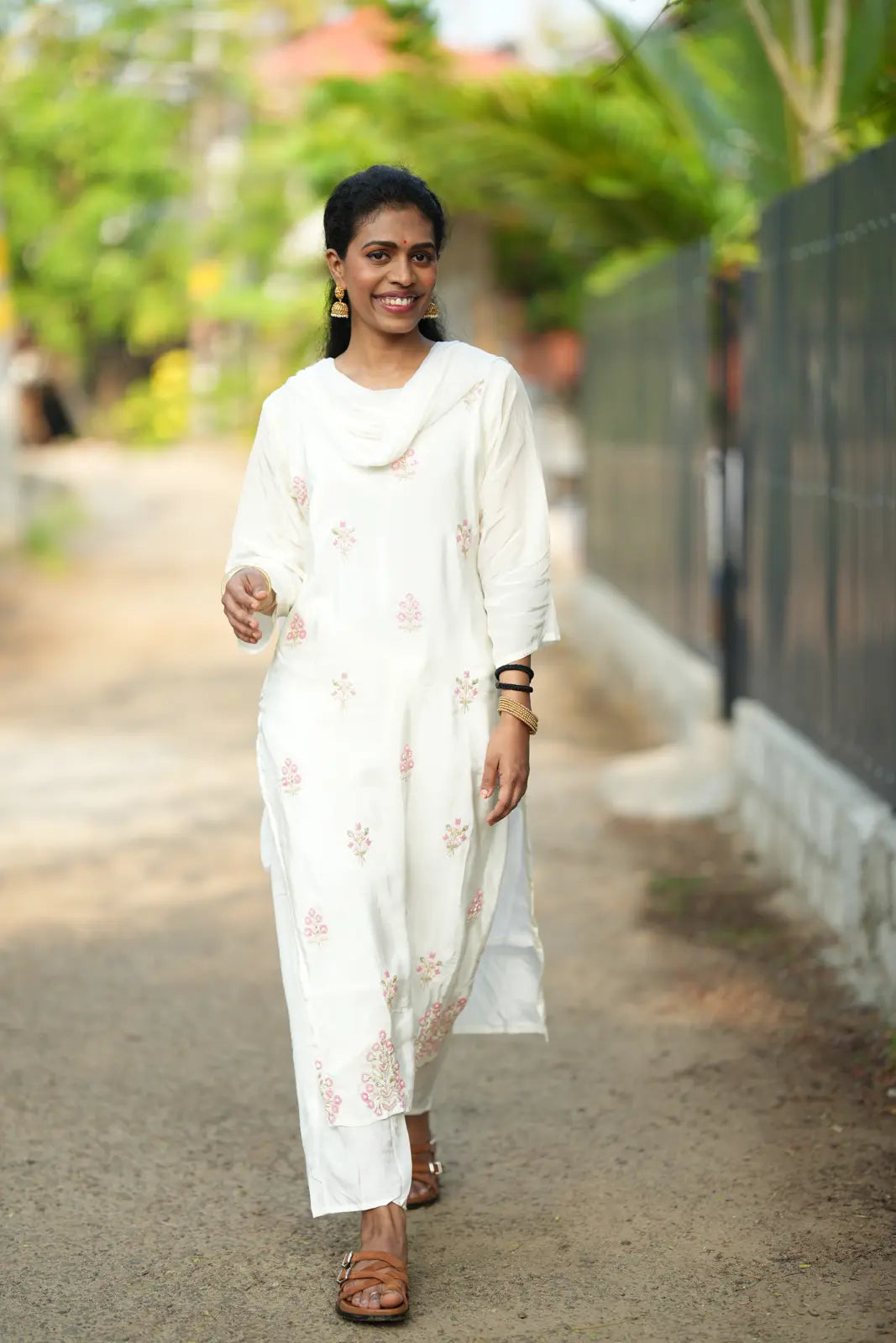 White Satin Swarovski Salwar Set