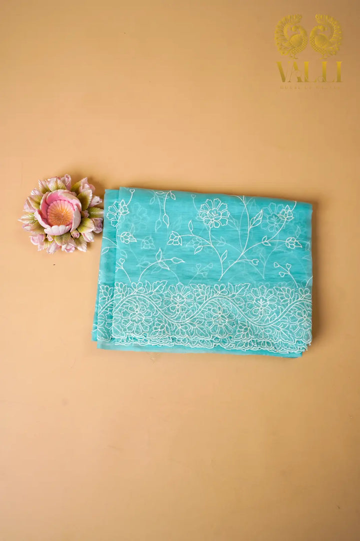 Rama Blue Organza Saree