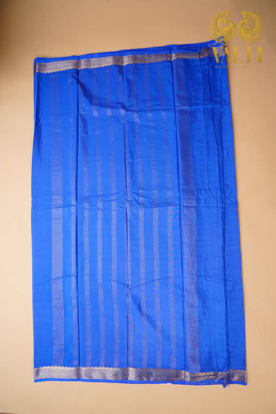Royal Blue Semi-Crepe Saree with Delicate Half-Inch Border
