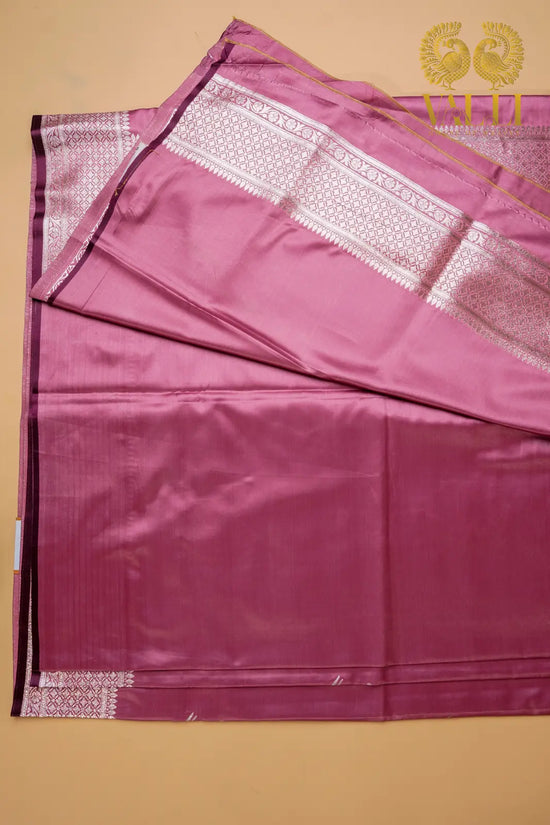 Bird Satin Banarasi Saree – Pastel Pink with Gold Bird Motifs