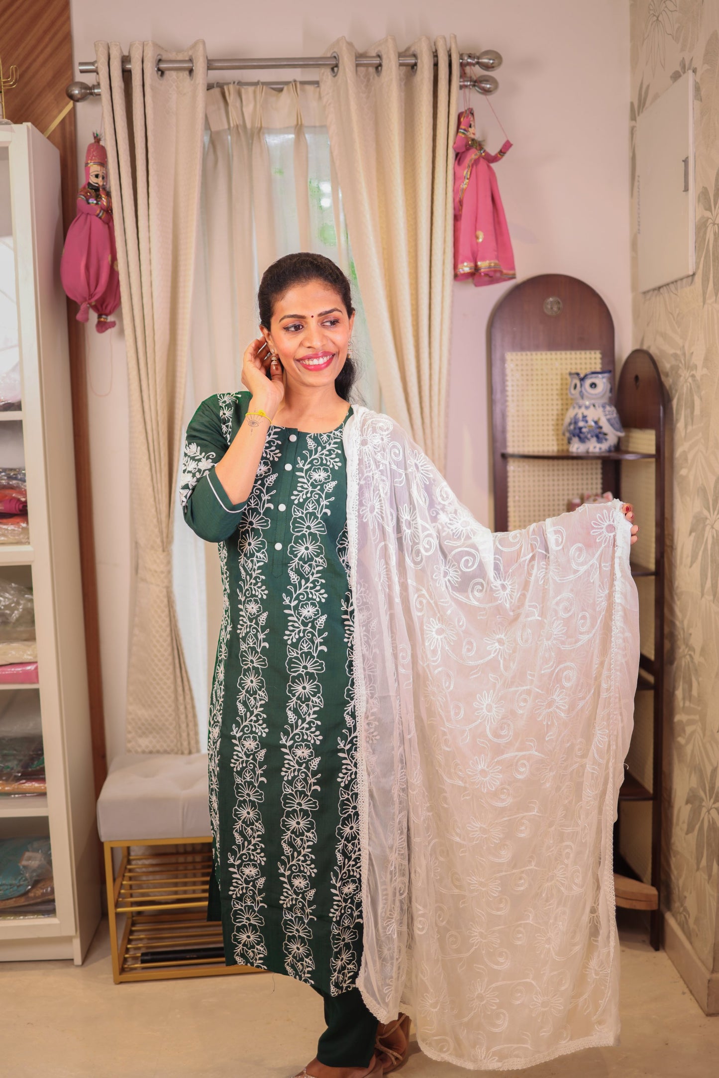 Bottle Green  Straight Cut Salwar
