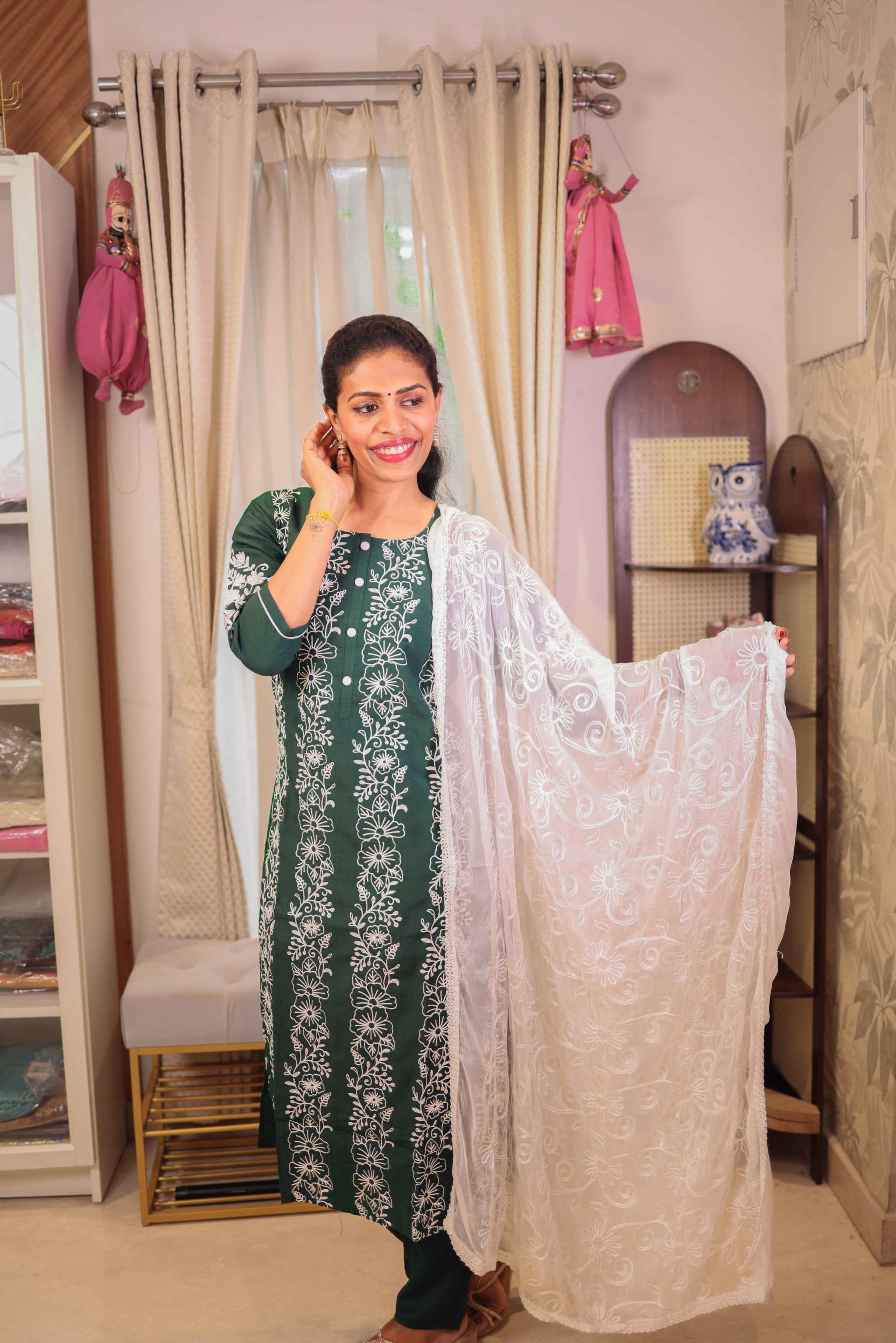 Bottle Green  Straight Cut Salwar
