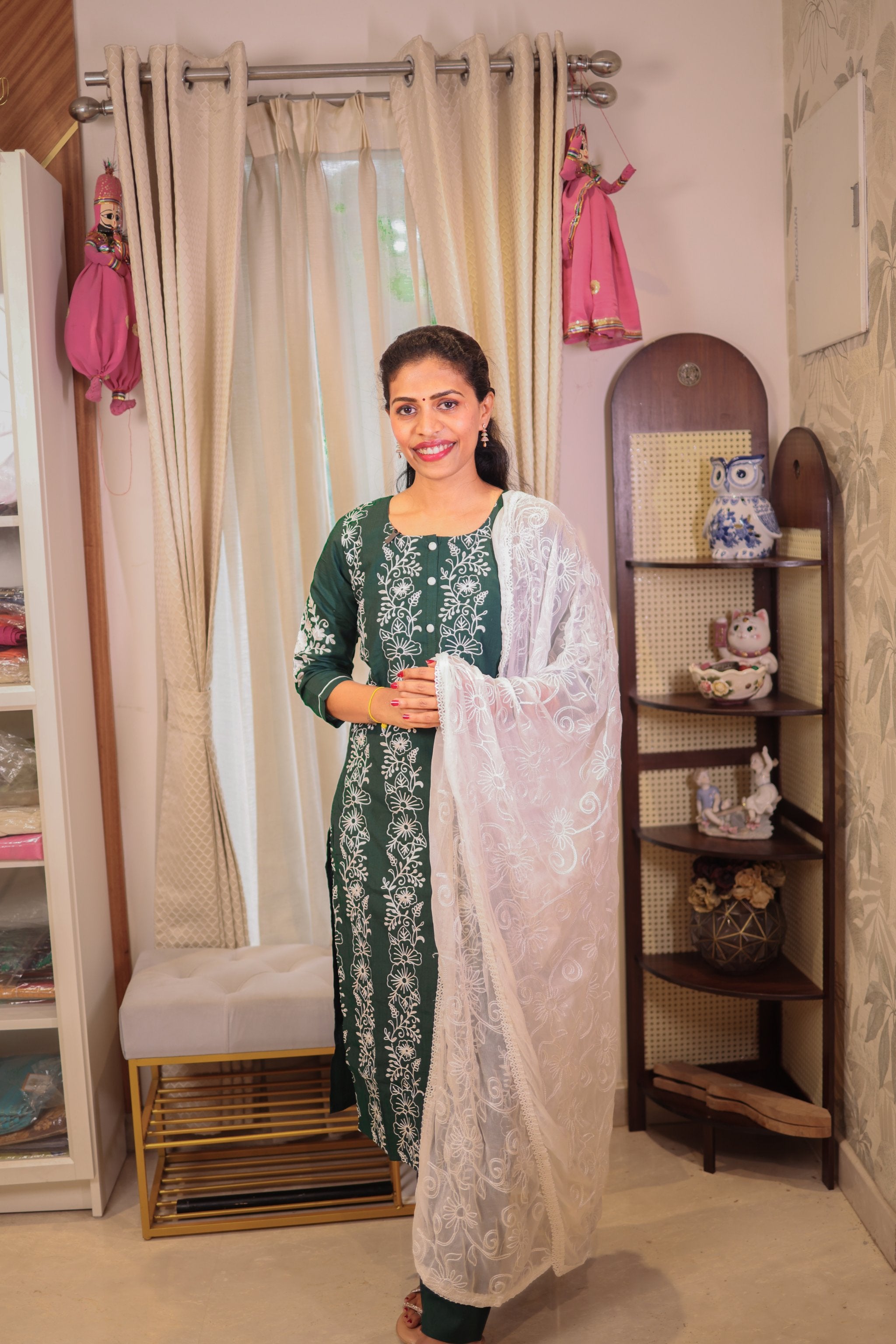 Bottle Green  Straight Cut Salwar