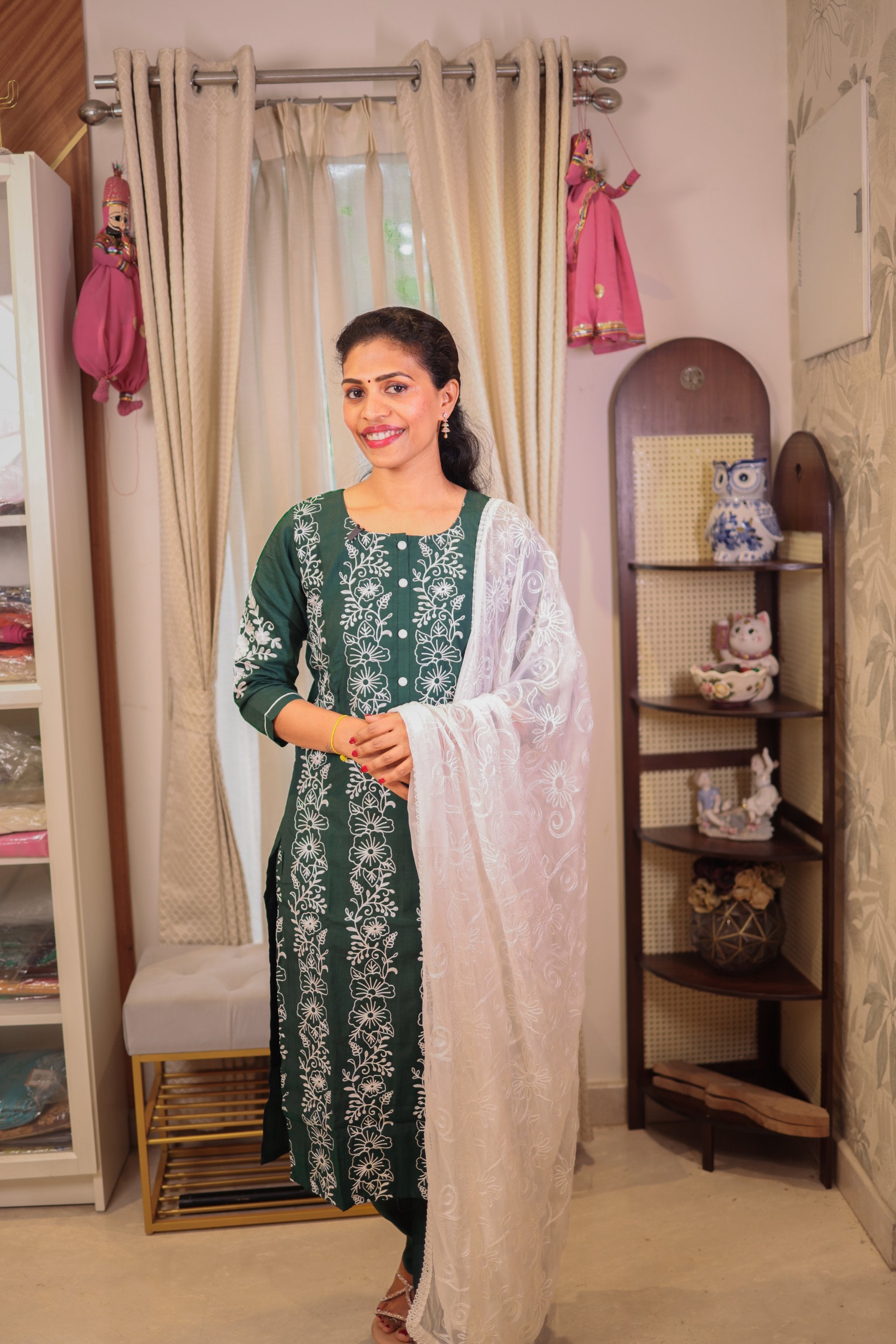 Bottle Green  Straight Cut Salwar