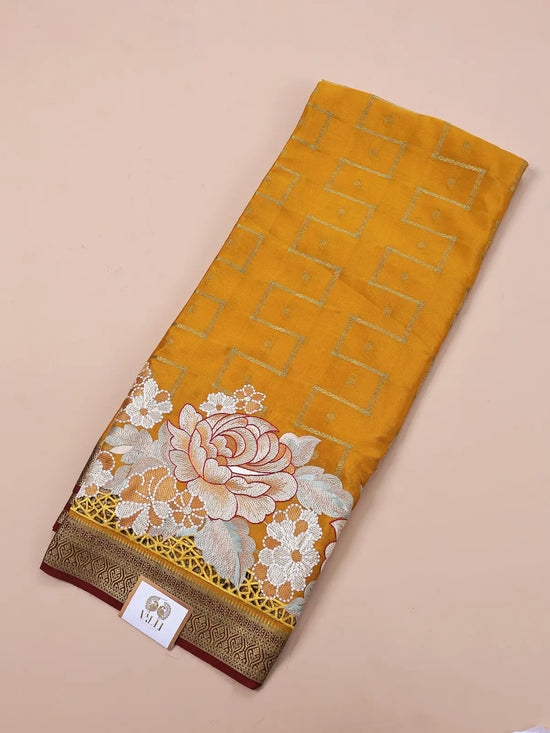 Yellow Zig Zag floral Embroidery