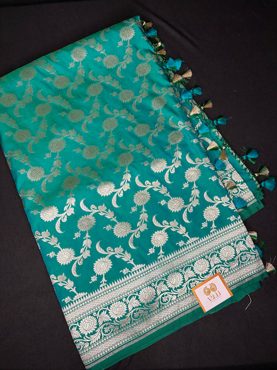 Banarasi Katan jaal green 