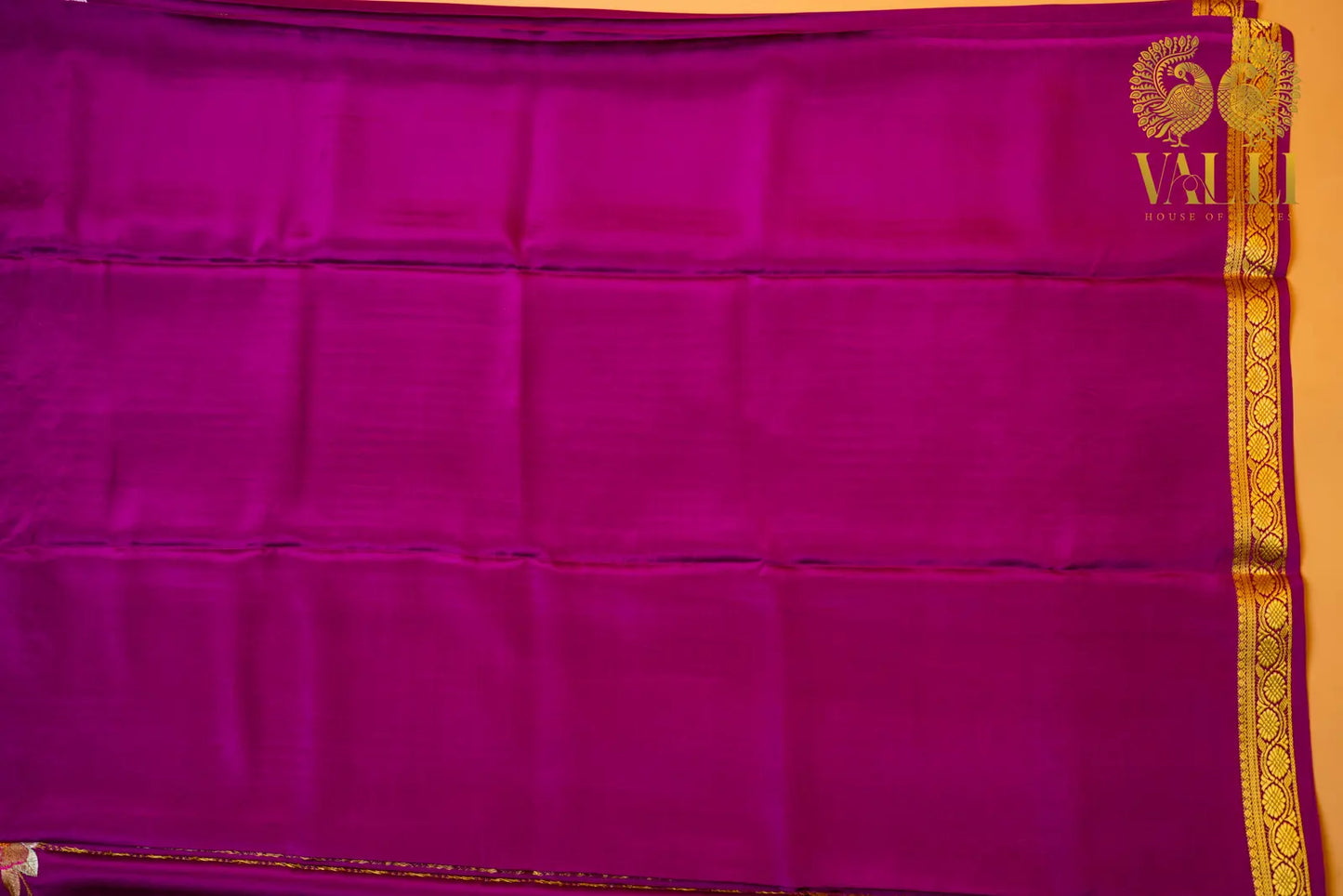 Plum Purple Mysore Crepe Silk Saree with Embroidered Border