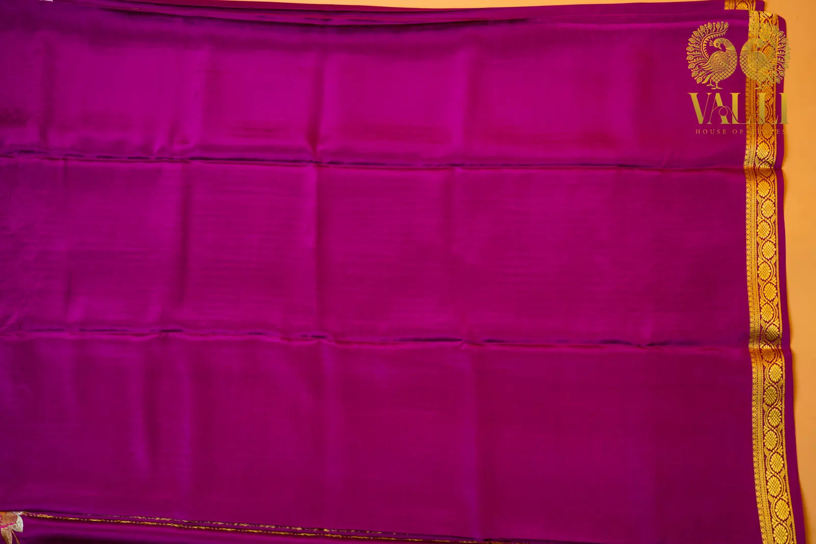 Plum Purple Mysore Crepe Silk Saree with Embroidered Border