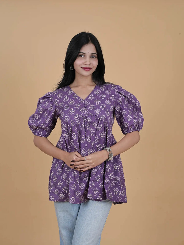 Short Kurti -Alia Cut  Pure Cotton lavender