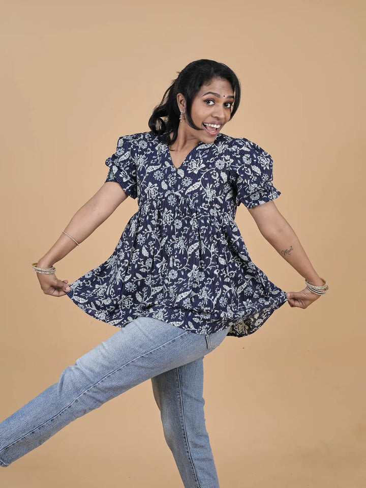 Kurti short top indigo