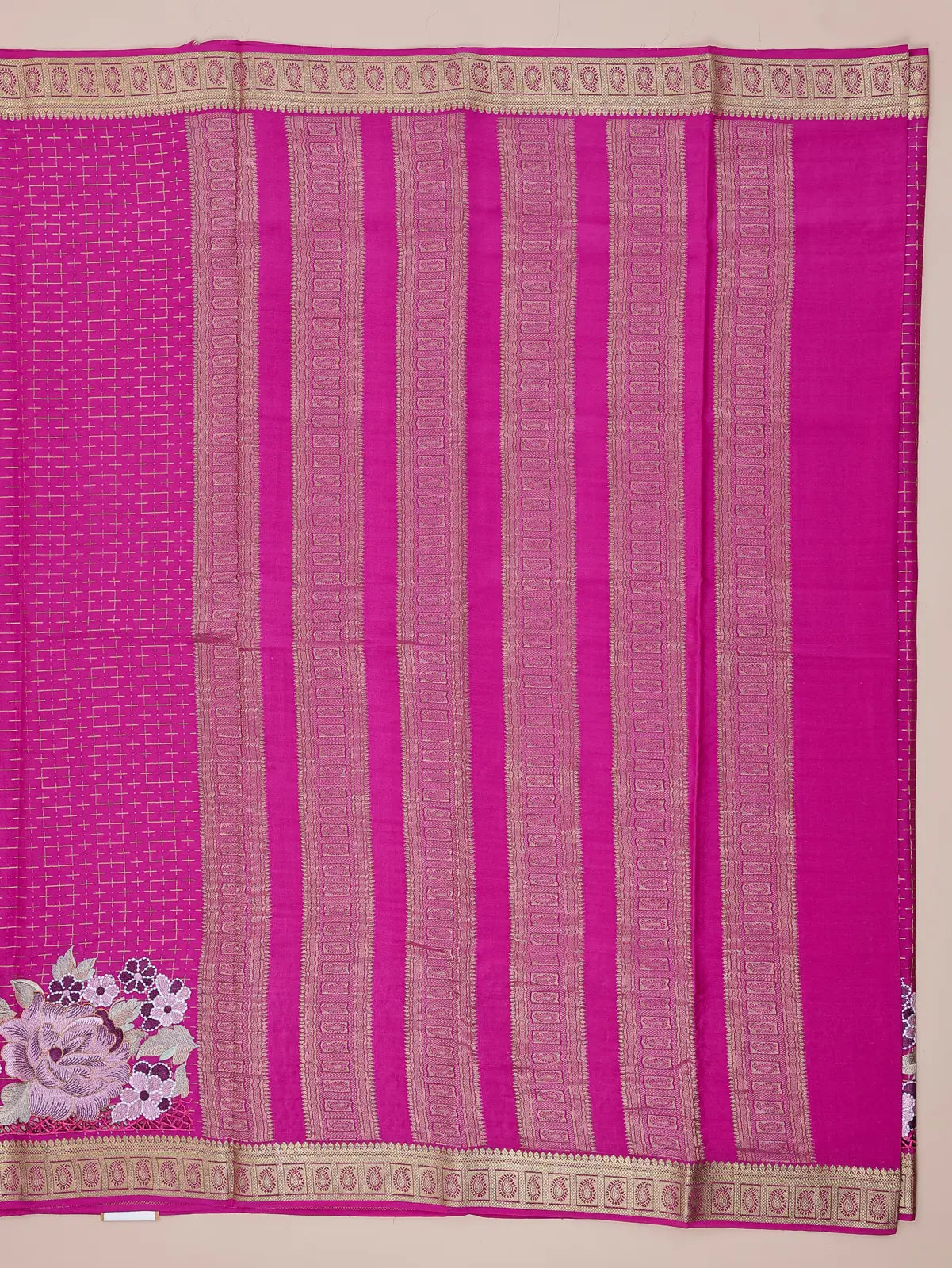 Pure Crepe Silk – Rani Pink Embroidery