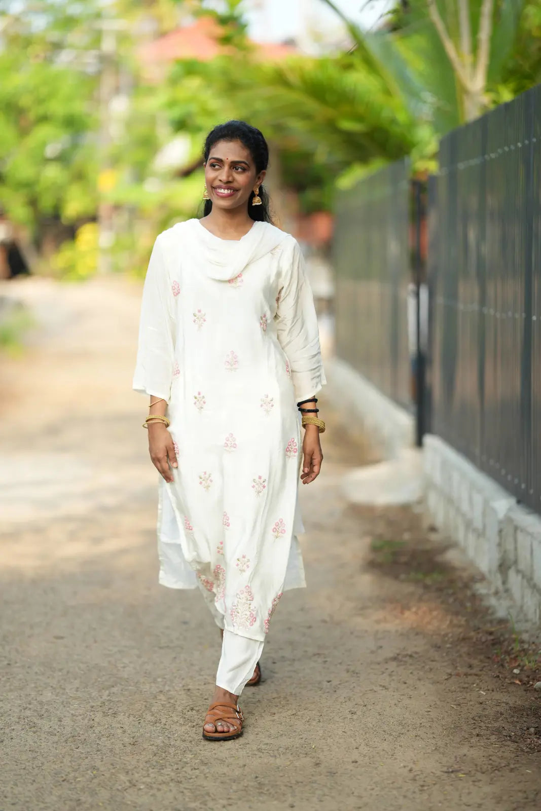 White Satin Swarovski Salwar Set
