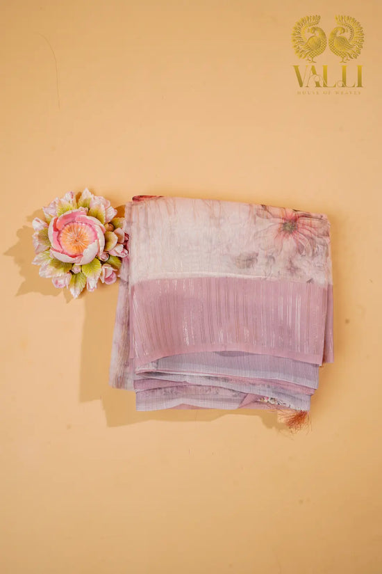 double Organza with digital print victorian print 