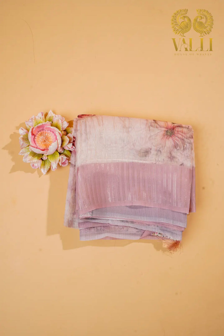  double Organza with digital print victorian print 