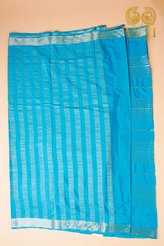 Aqua Blue Semi Crepe Silk Saree with Silver Zari Weaves