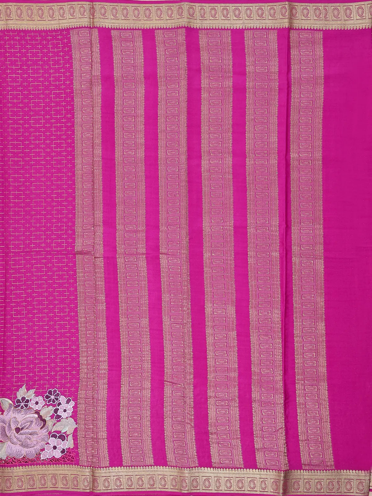 Pure Crepe Silk – Rani Pink Embroidery