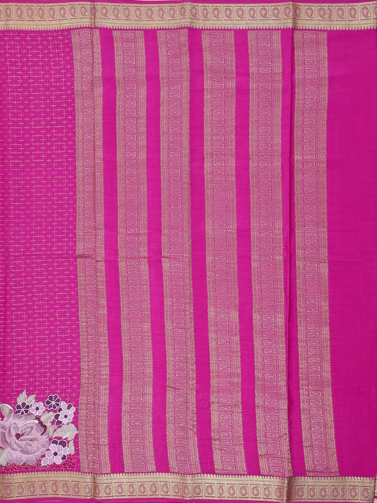 Pure Crepe Silk – Rani Pink Embroidery