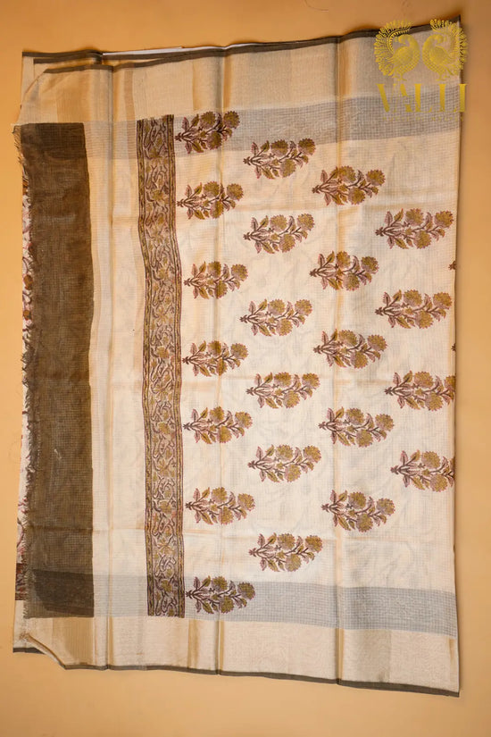 Pure Kota Checks Saree with Block Prints