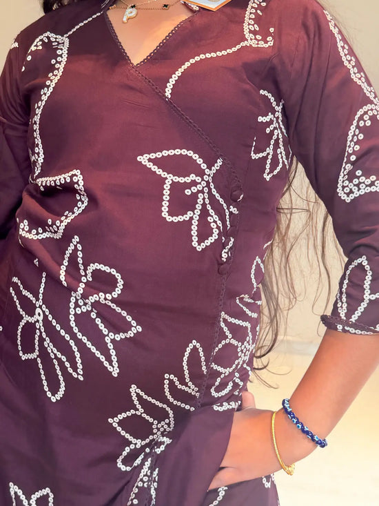 Maroon co ord set straight cut