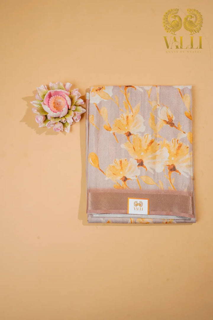 Tissue Tussar Silk Saree Pastel Brown 