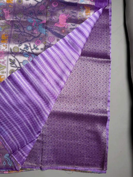  ⸻  Lavender Shibori Tussar Georgette Saree with Grand Pichwai Weave  