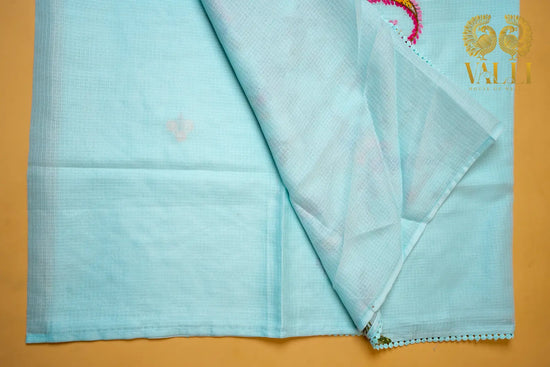 Soft cotton embroidery powder blue 