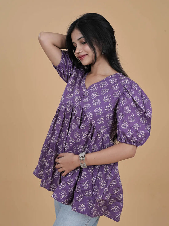 Short Kurti -Alia Cut  Pure Cotton lavender