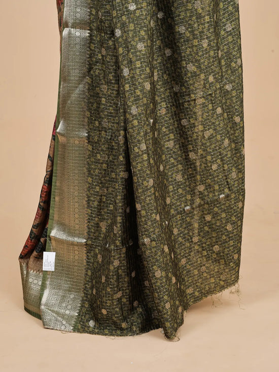 Abi Floral Tussar Finish Digital Print Saree