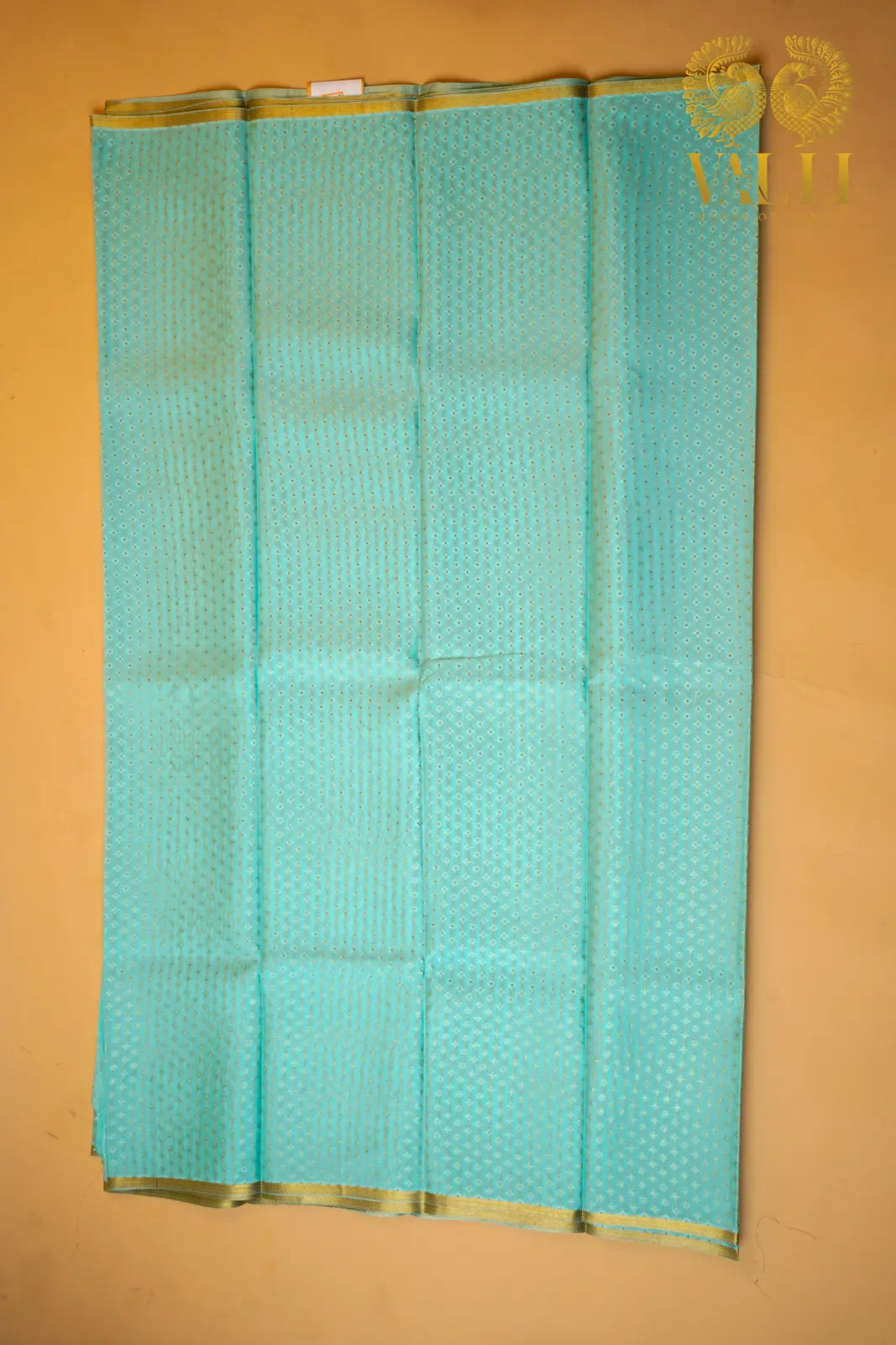 Lakshadeepam Butta Crepe Silk Saree – Sea Green with Brocade Blouse