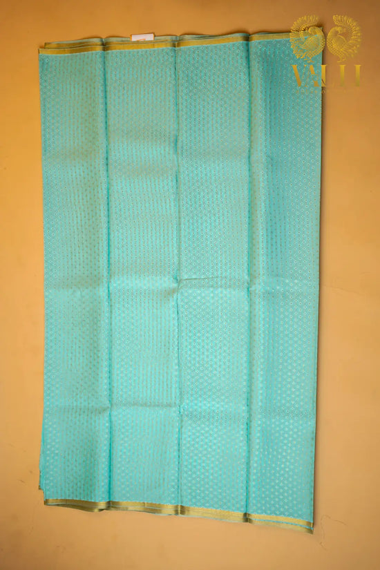 Lakshadeepam Butta Crepe Silk Saree – Sea Green with Brocade Blouse