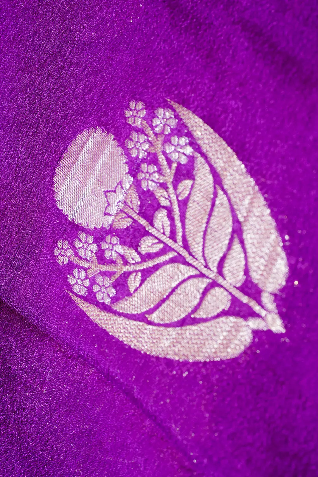 Purple Tissue Silk Saree with Silver Zari Motifs