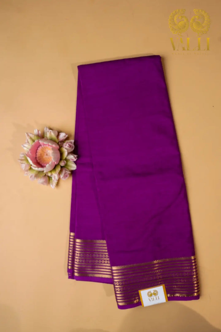 Magenta Purple Semi Crepe Silk Saree with potli Zari Border