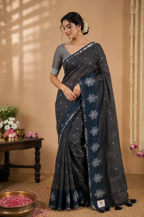 Munga Silk Saree Grey 