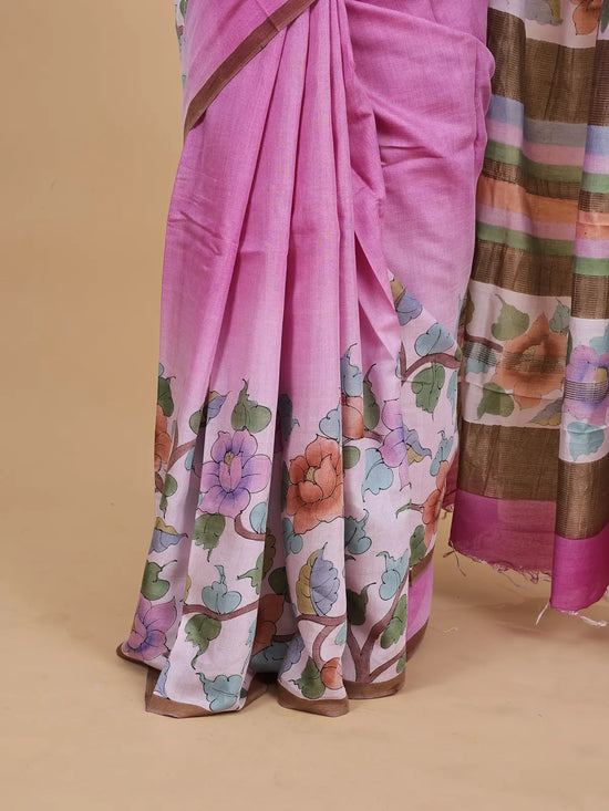 Pure Hand-Painted Tussar Silk Saree