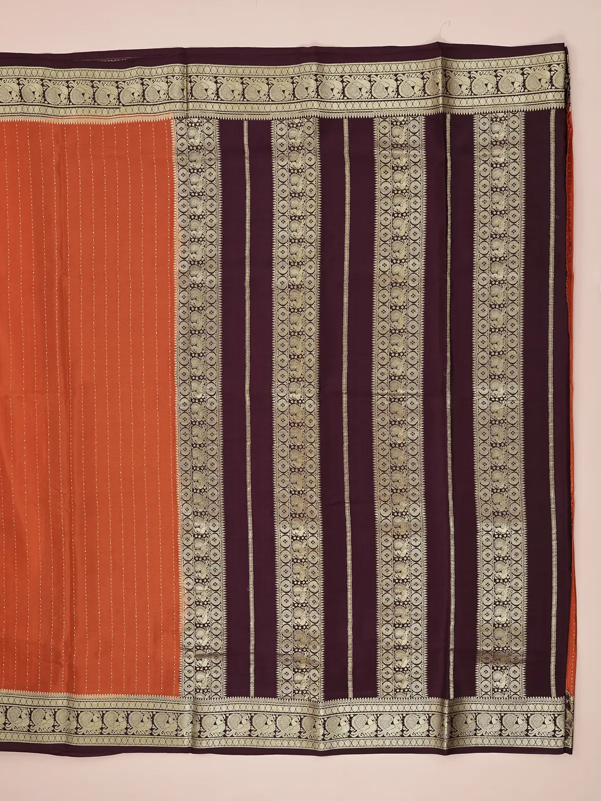 Annam Pure Crepe Silk Saree – Rust Orange