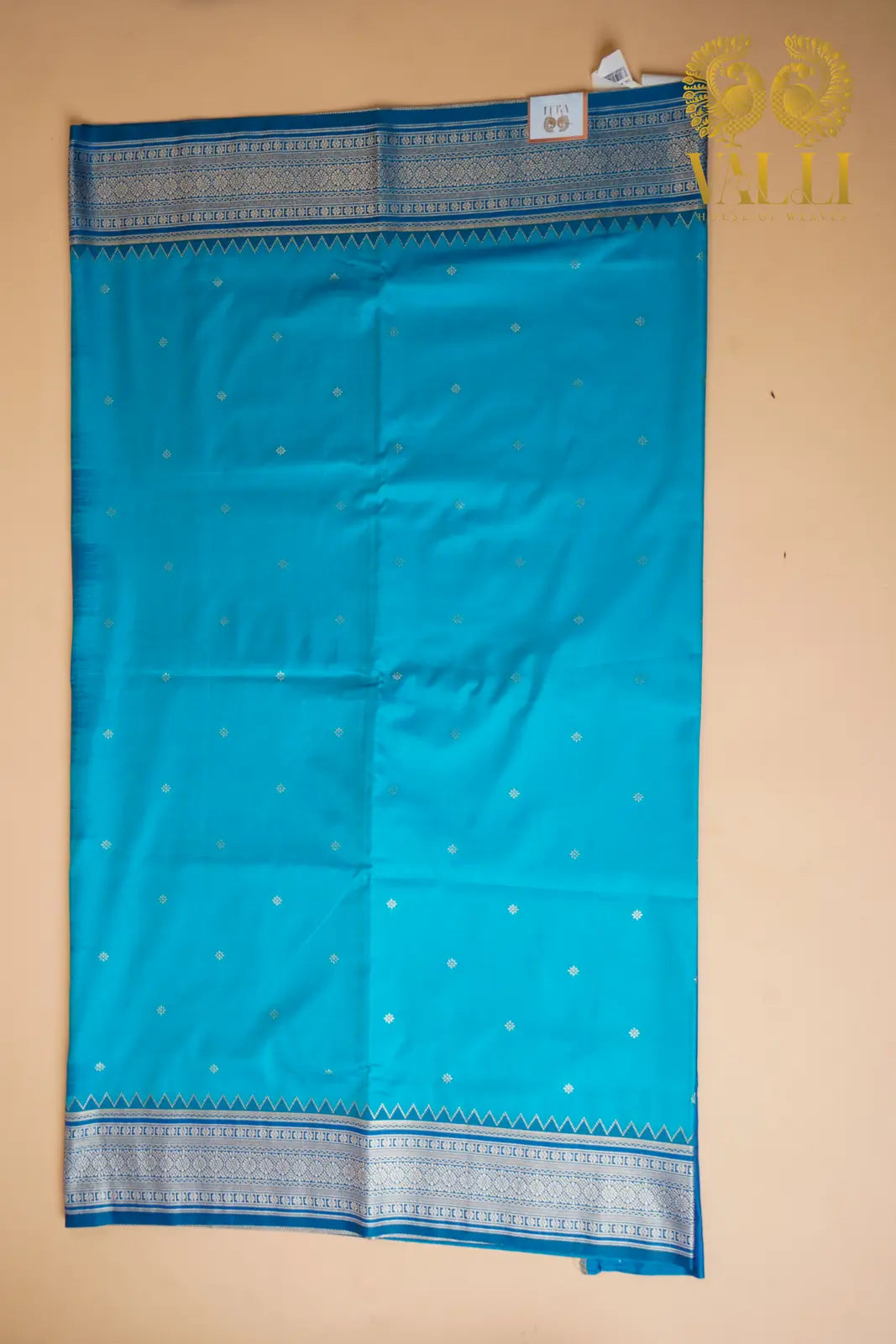 Teal  Blue Kanchi Soft Silk Saree with Contrast Dark Blue Border