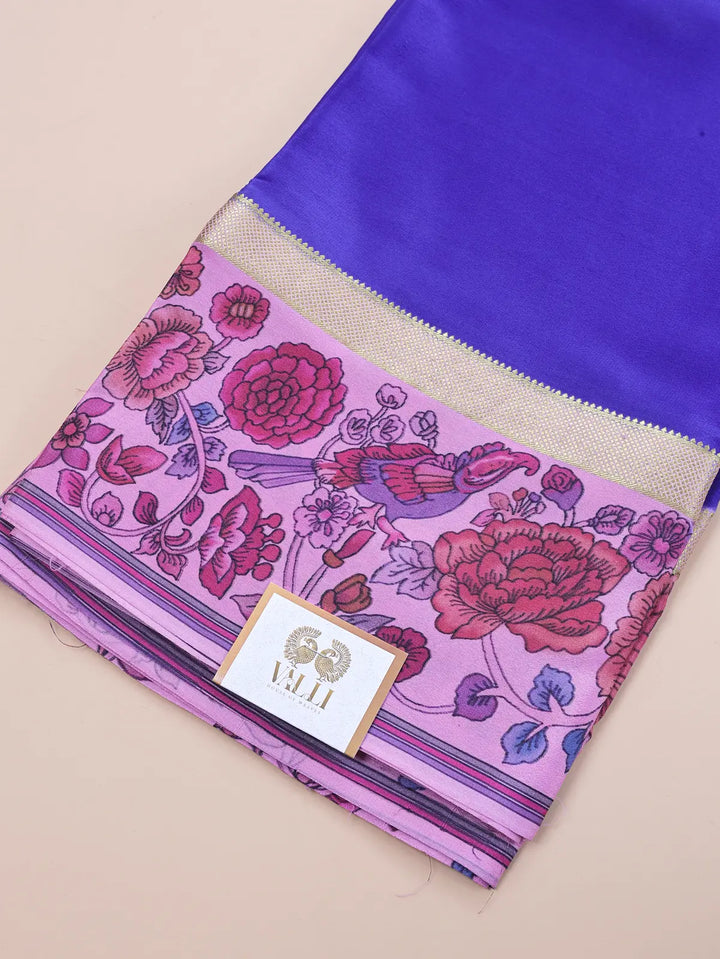 Kalamkari Crepe  – Blue - Valli House of Weaves