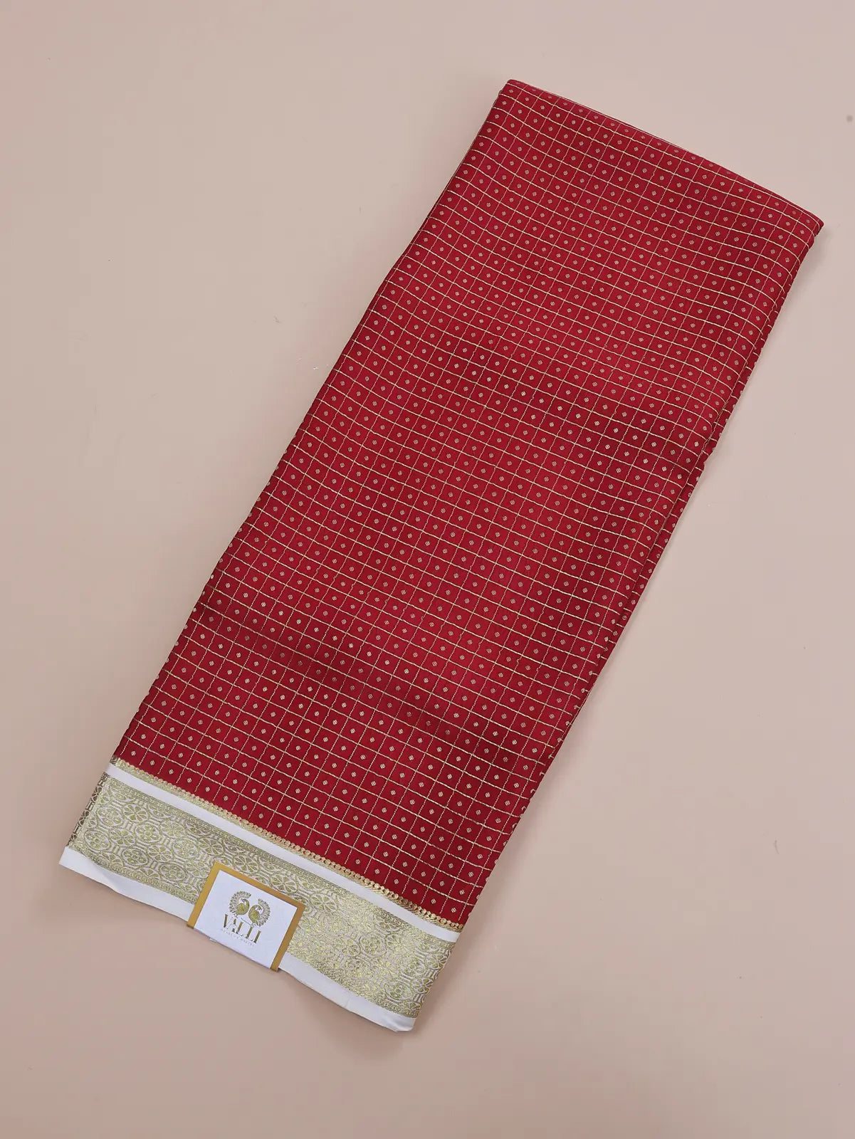 Thousand Butta Red & White | Pure Crepe Silk Checks Saree