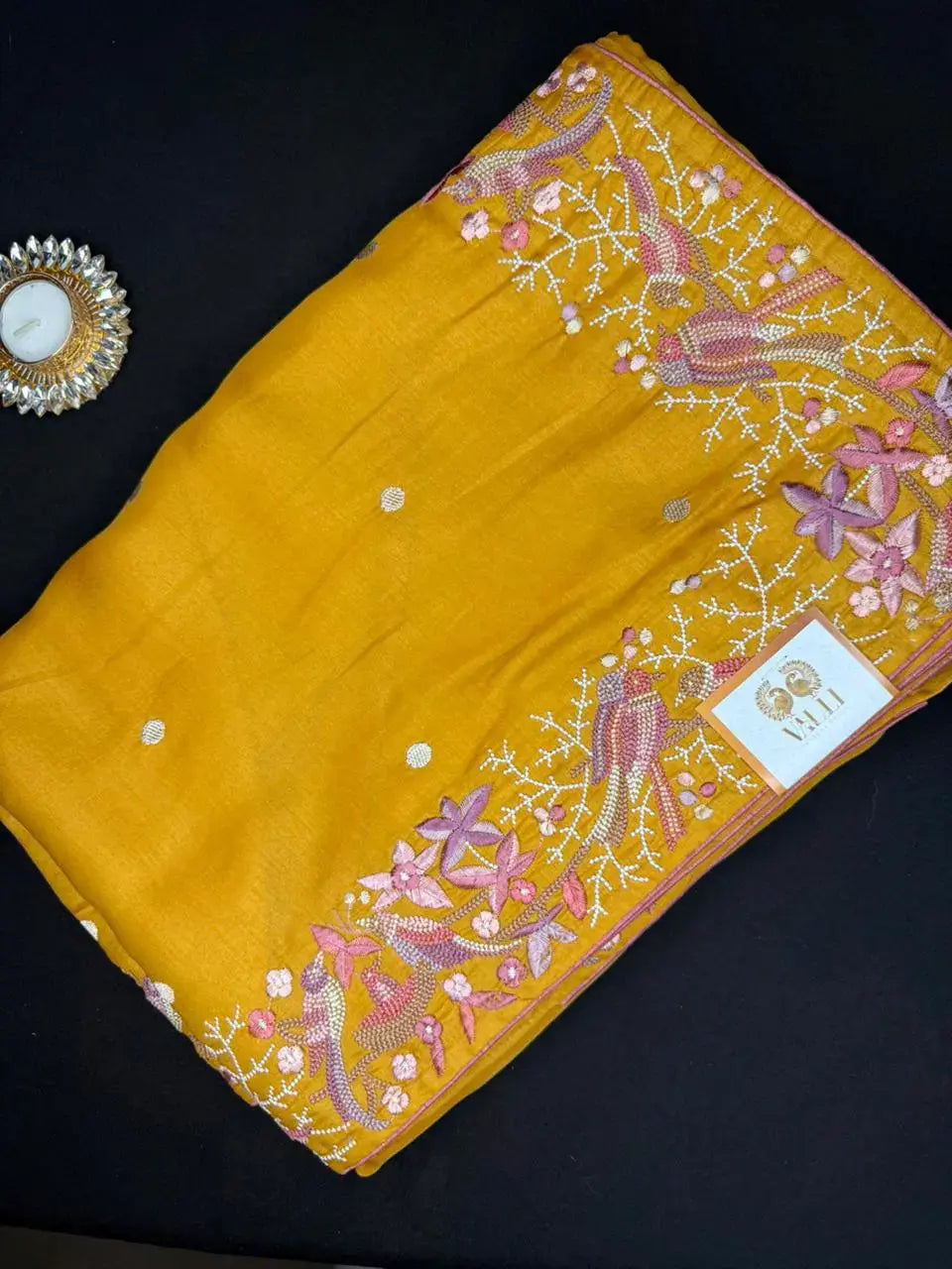 Padminis Edit -Tussar Silk Saree with Parsi Embroidery