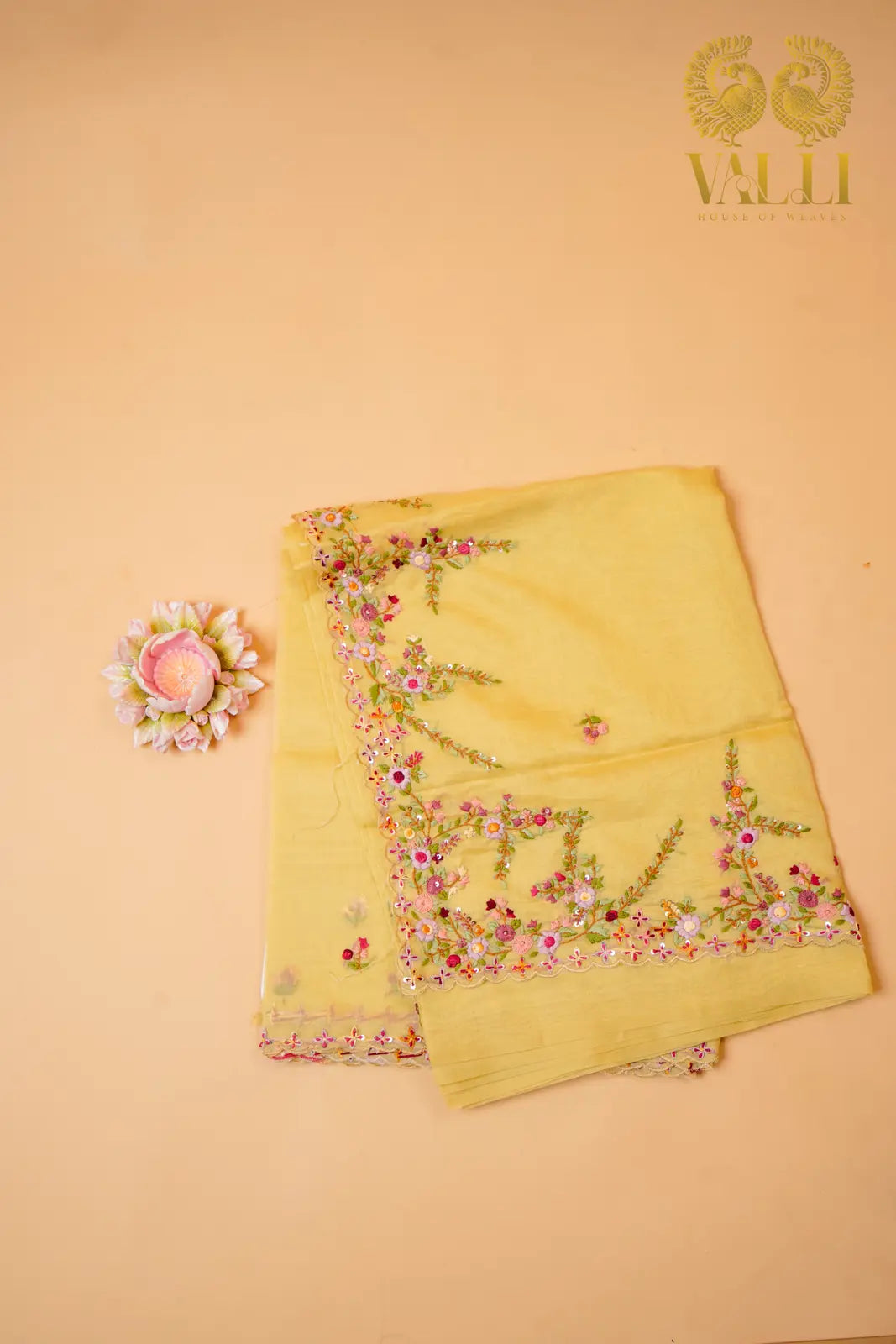 French Knot Embroidery Organza Saree