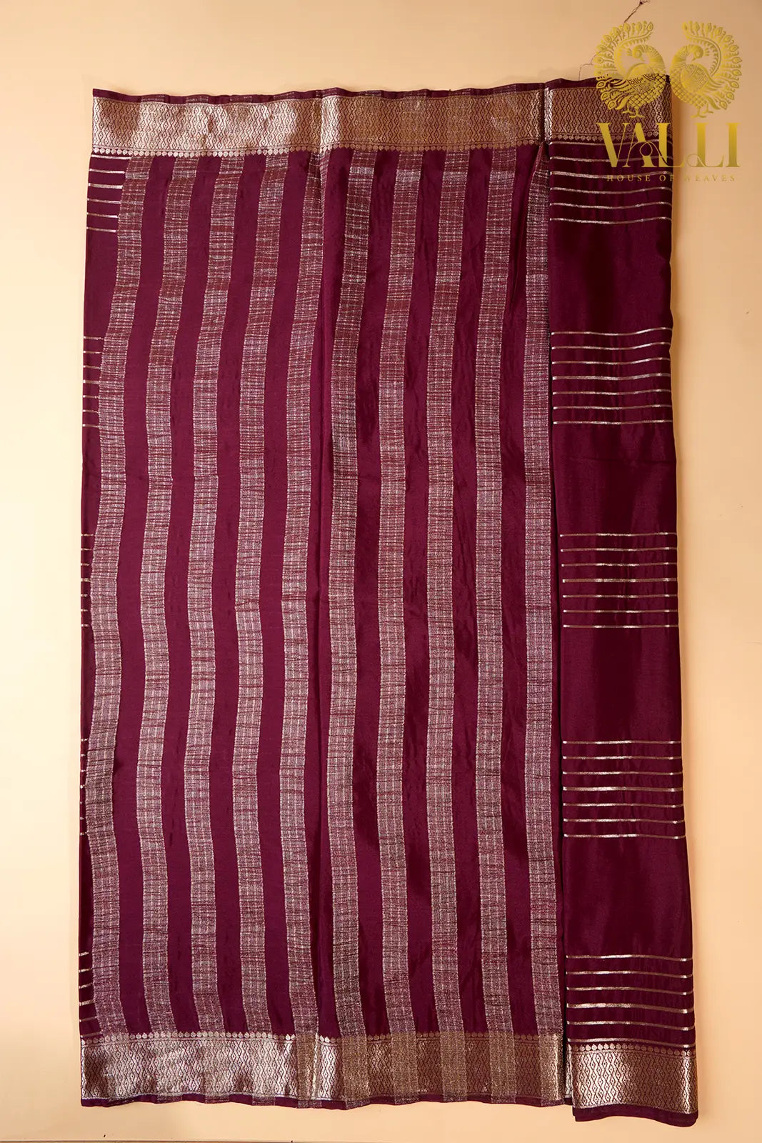 Maroon Striped Heritage Silk Saree
